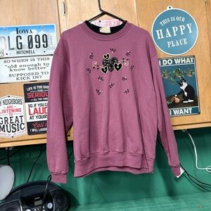 Cozy Plum Sweatshirt with Heart Design